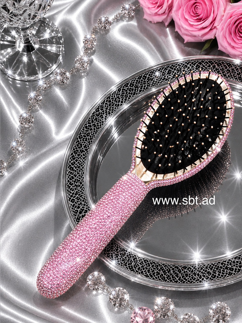 NWT Rhinestone Hair Brush Sparkling Bling Swarovski Crystal +Gift - Picture 6 of 10